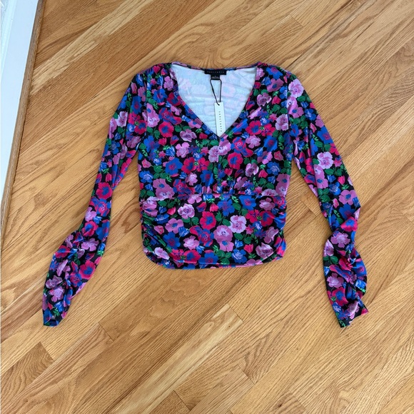 Sanctuary floral blouse purple pink